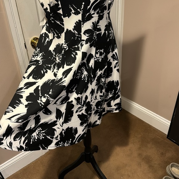 Zarr Collection White w/Black floral print dress size Fit&Flare - Picture 2 of 7